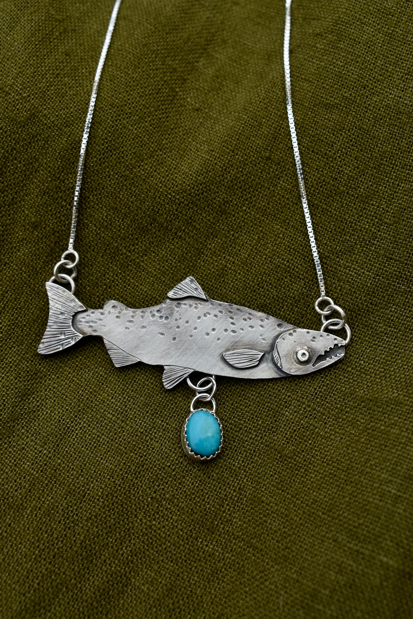 Salmon Pendant with Turquoise #2