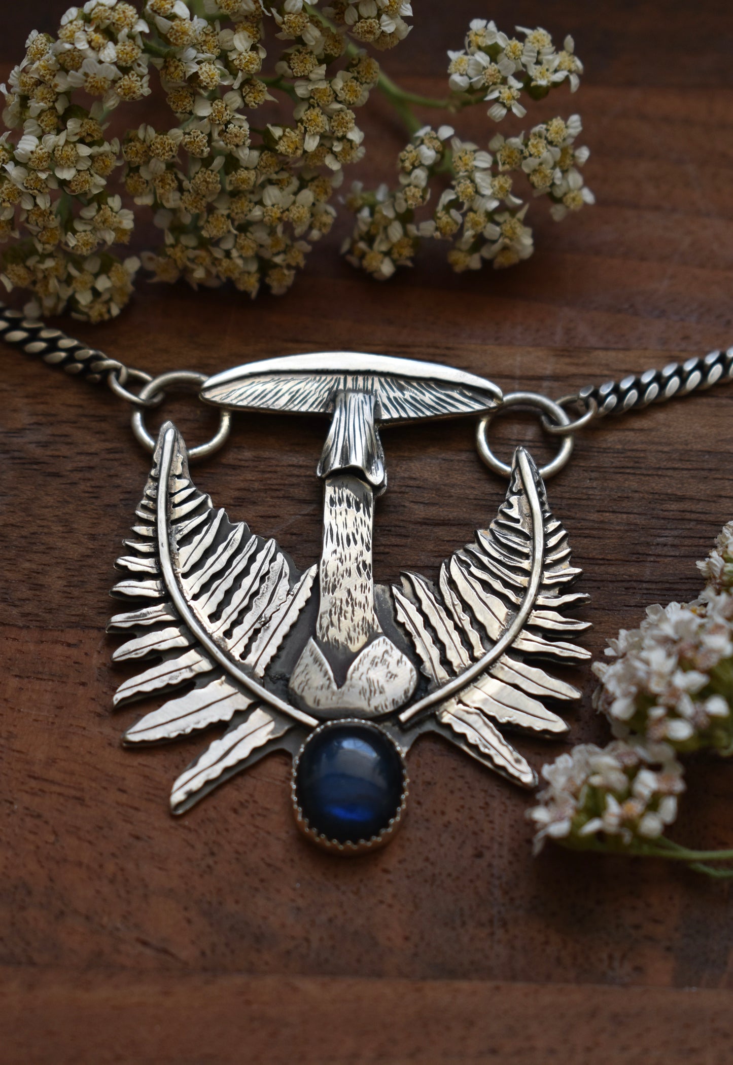 Destroying Angel Pendant with Labradorite