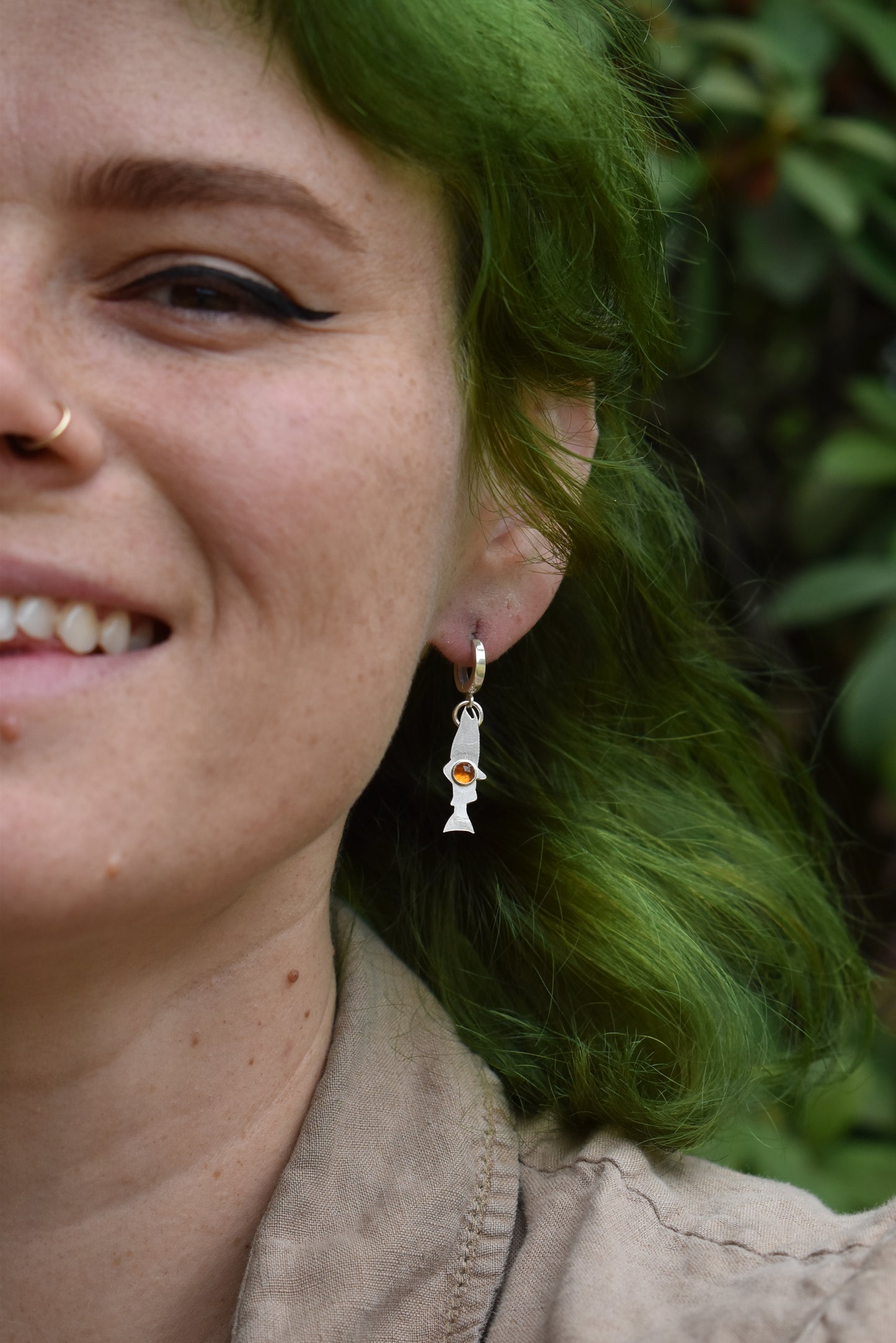 Salmon Silhouette Earrings with Citrine