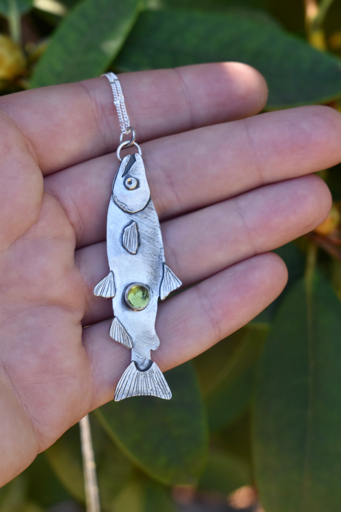 Salmon Pendant with Peridot
