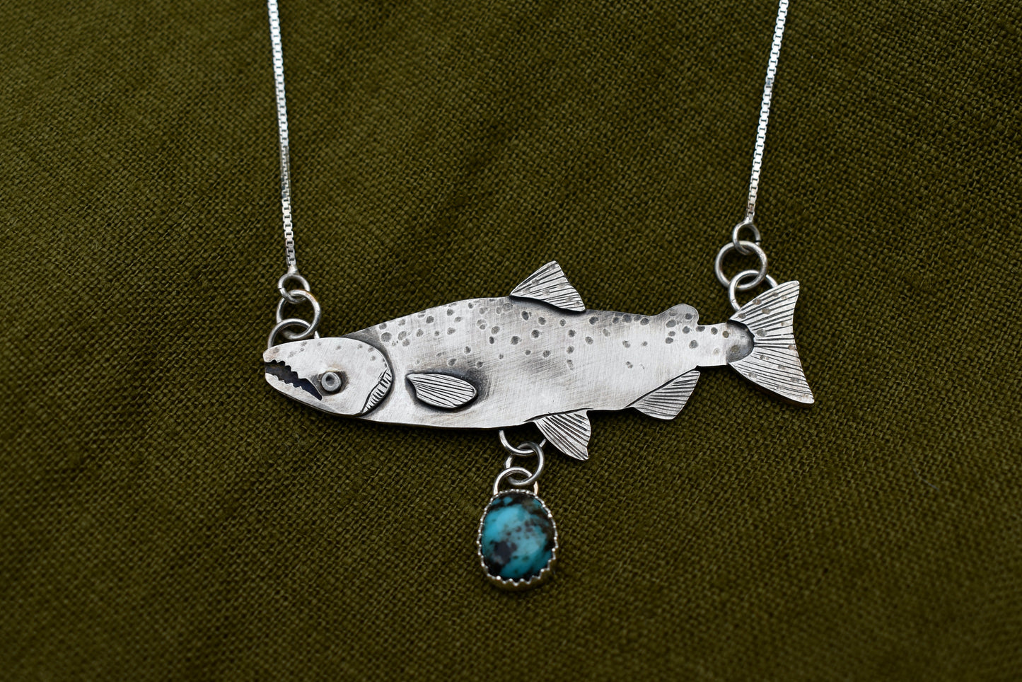 Salmon Pendant with Turquoise