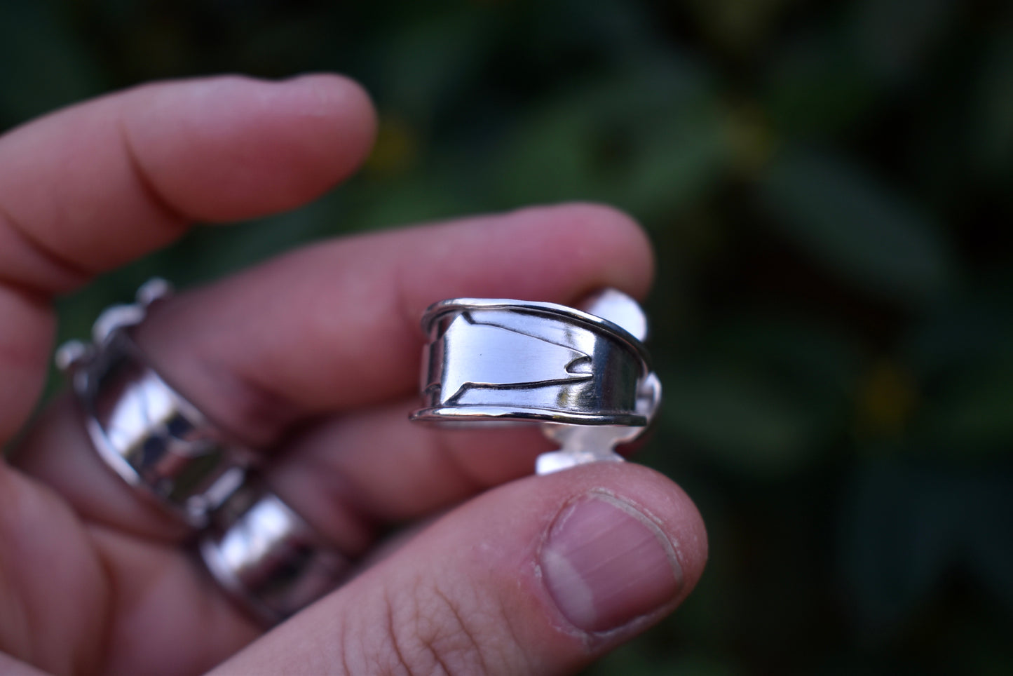Citrine Stamped Ring with Salmon Band Size 9
