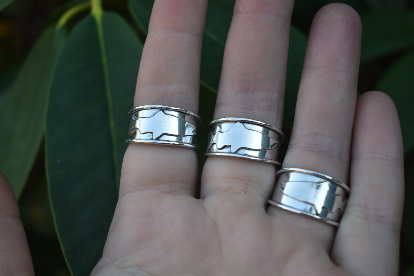 Citrine Stamped Ring with Salmon Band Size 9