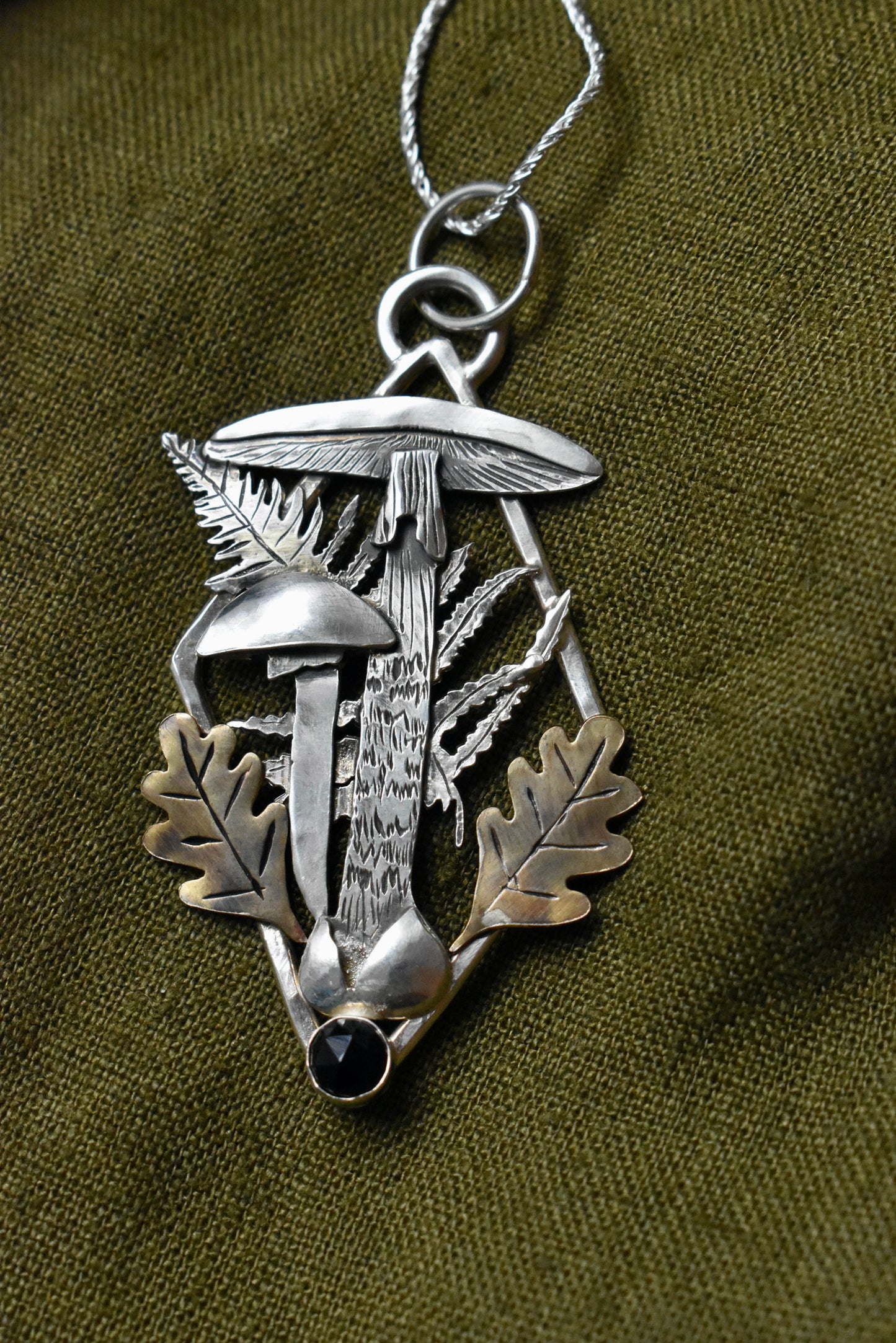 Destroying Angel Pendant with Black Onyx