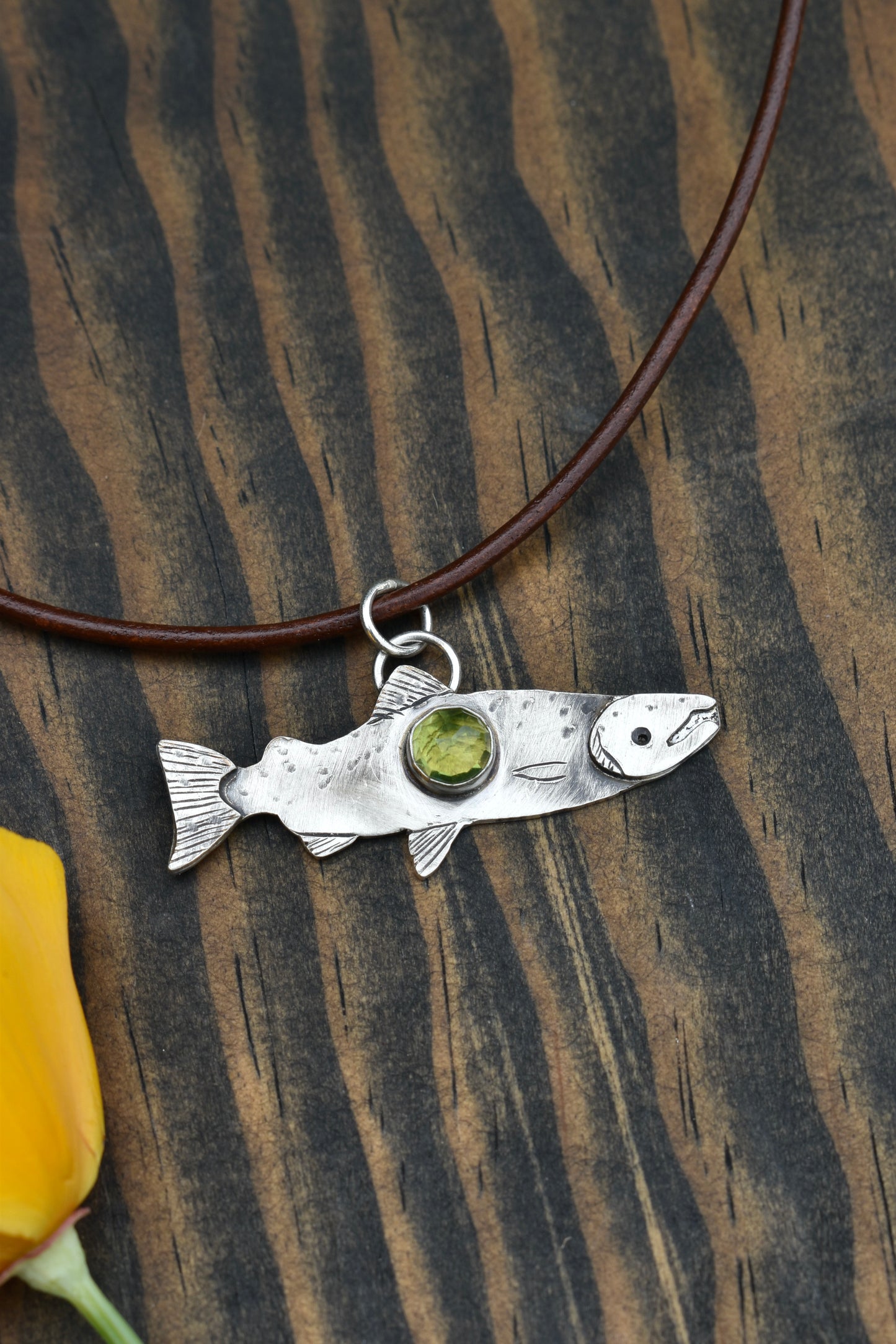 Salmon Pendant with Peridot