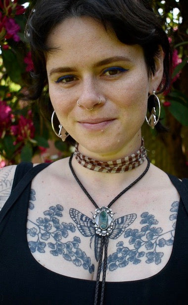 Starfox Variscite Bolo Tie with Peridot Tips