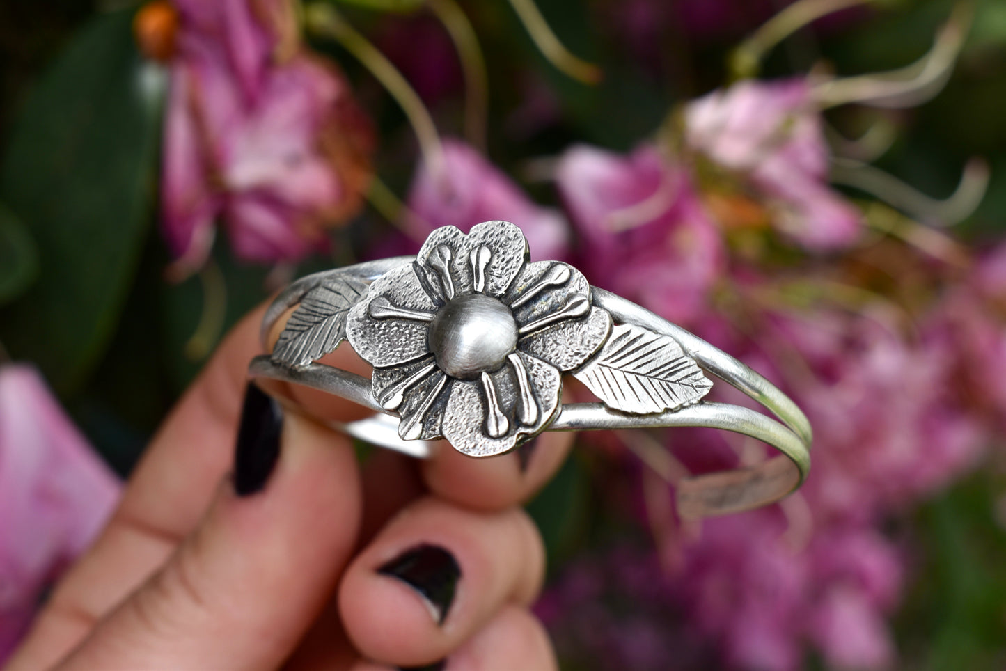 Wild Rose Silver Cuff
