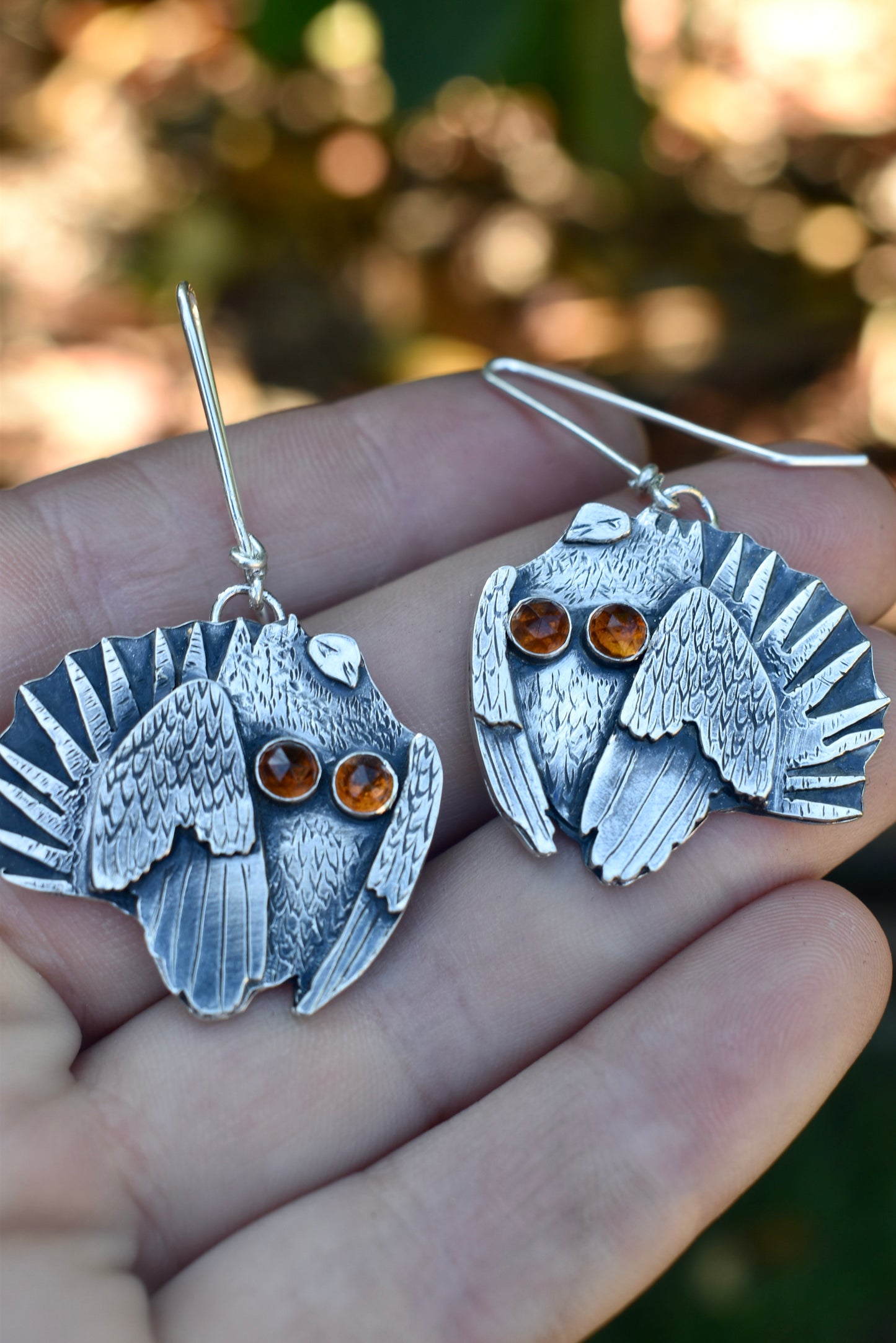 Sage Grouse Earrings with Madeira Citrine