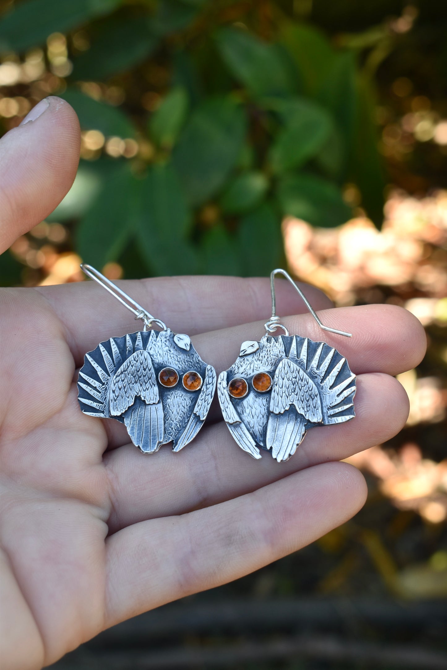 Sage Grouse Earrings with Madeira Citrine