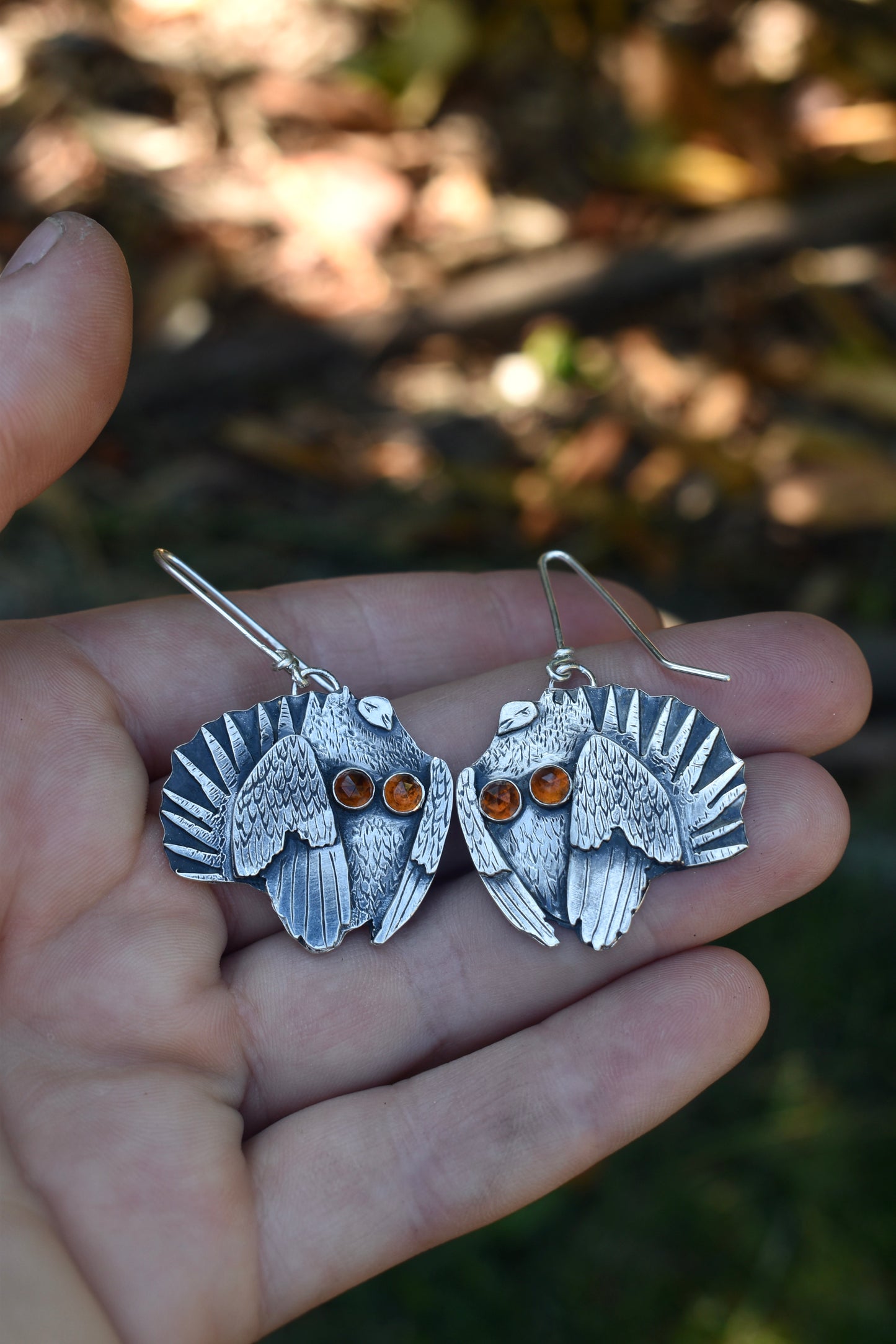 Sage Grouse Earrings with Madeira Citrine