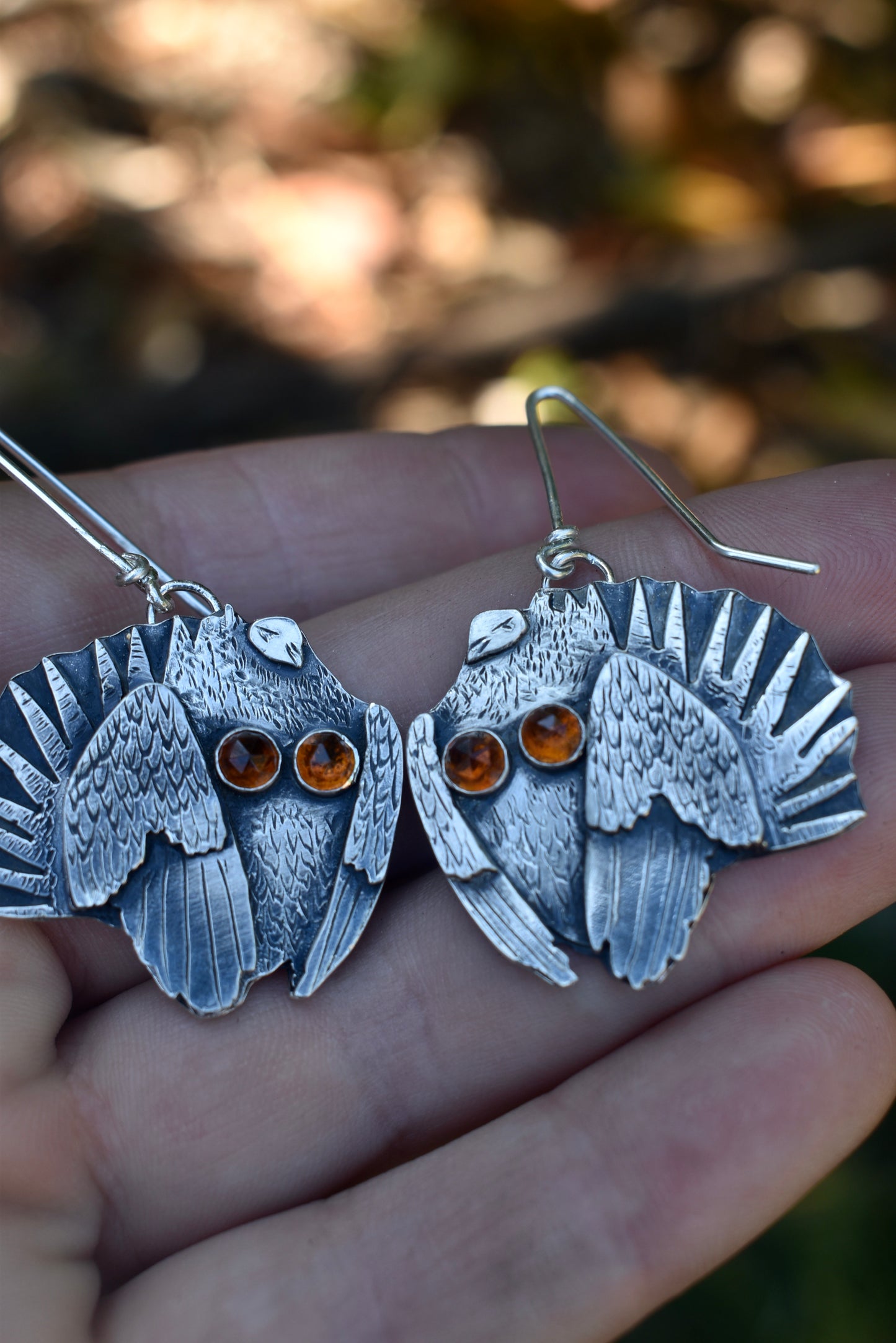 Sage Grouse Earrings with Madeira Citrine