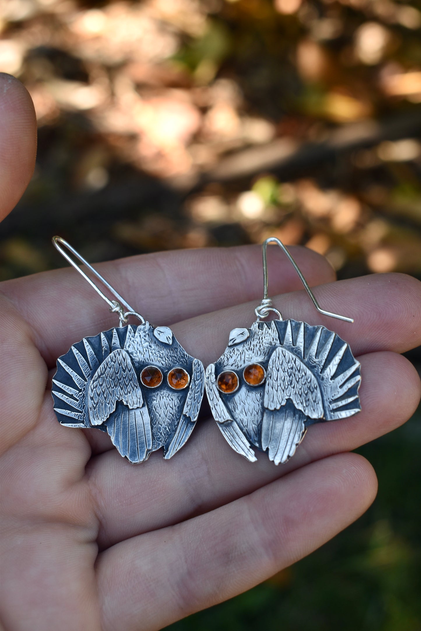 Sage Grouse Earrings with Madeira Citrine