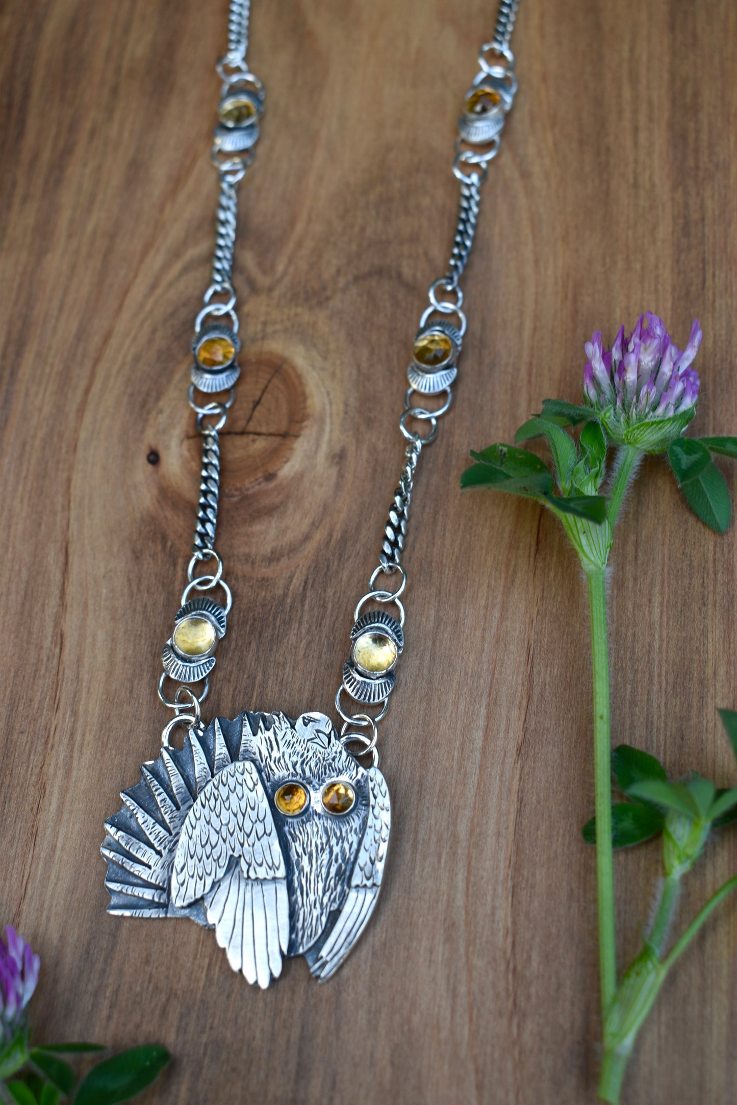 Citrine Lover's Sage Grouse Statement Necklace