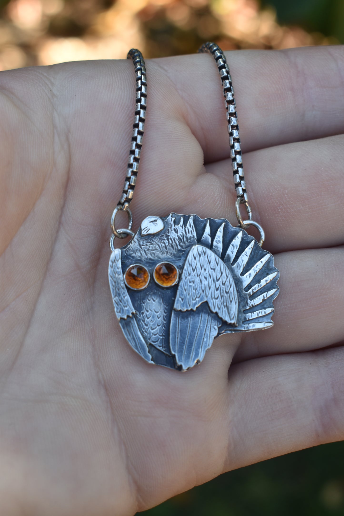Sage Grouse Pendant with Madeira Citrine