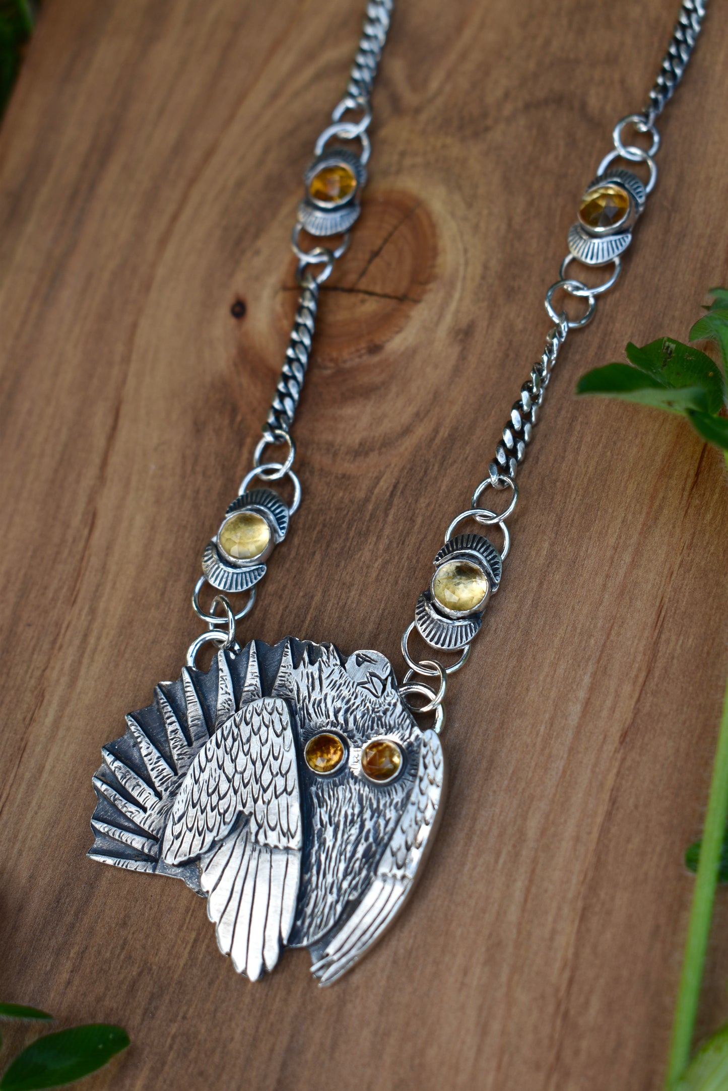 Citrine Lover's Sage Grouse Statement Necklace