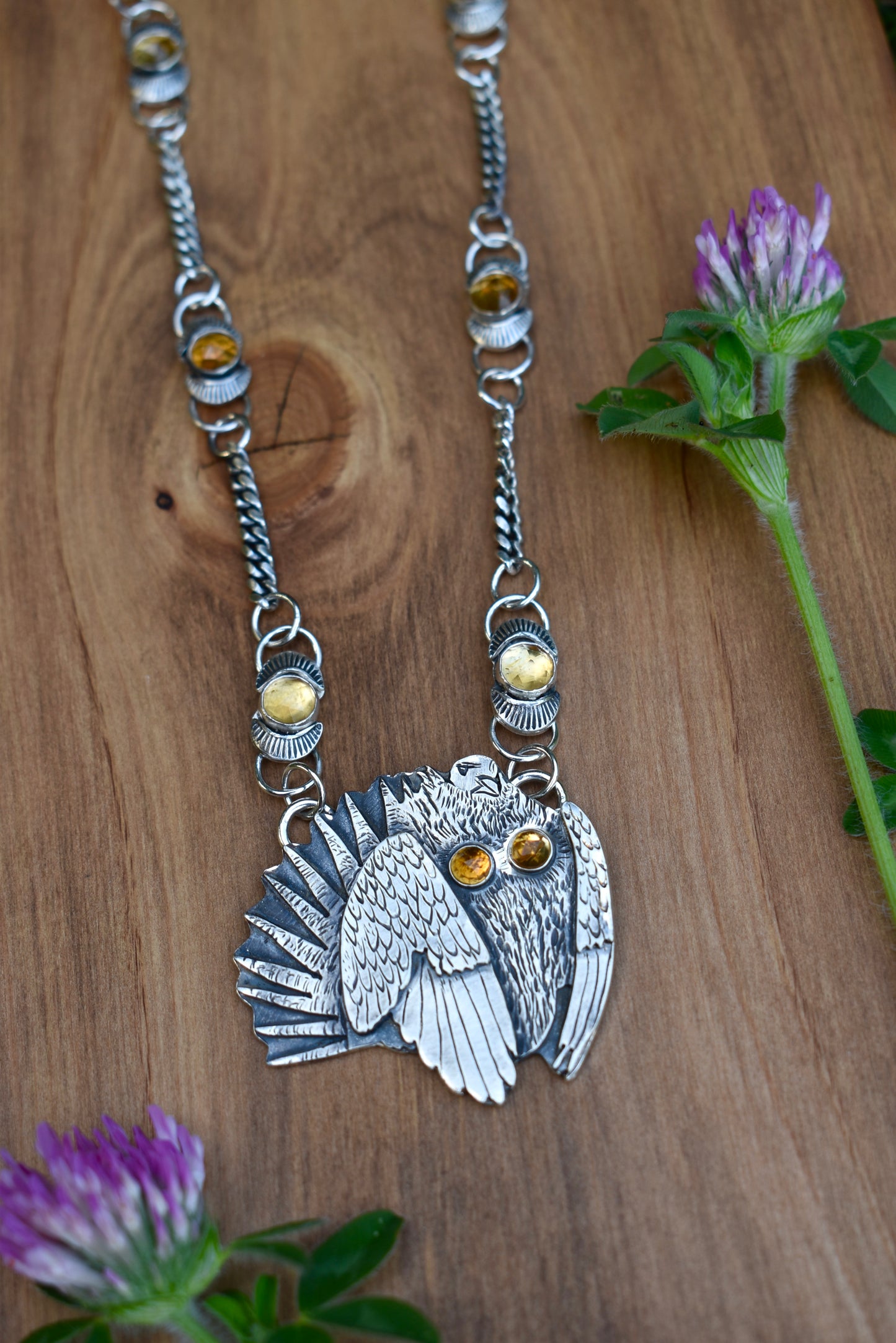 Citrine Lover's Sage Grouse Statement Necklace
