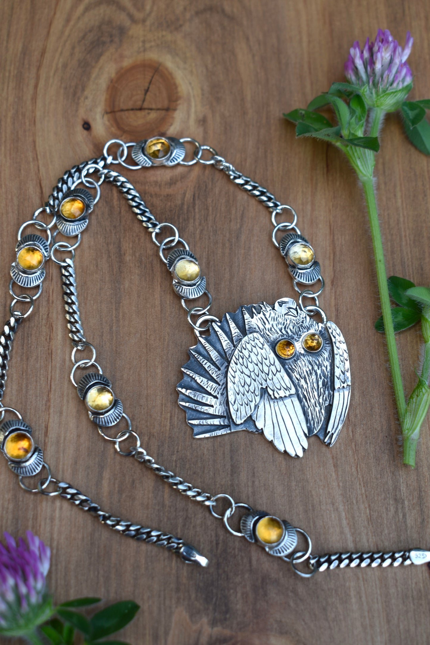 Citrine Lover's Sage Grouse Statement Necklace
