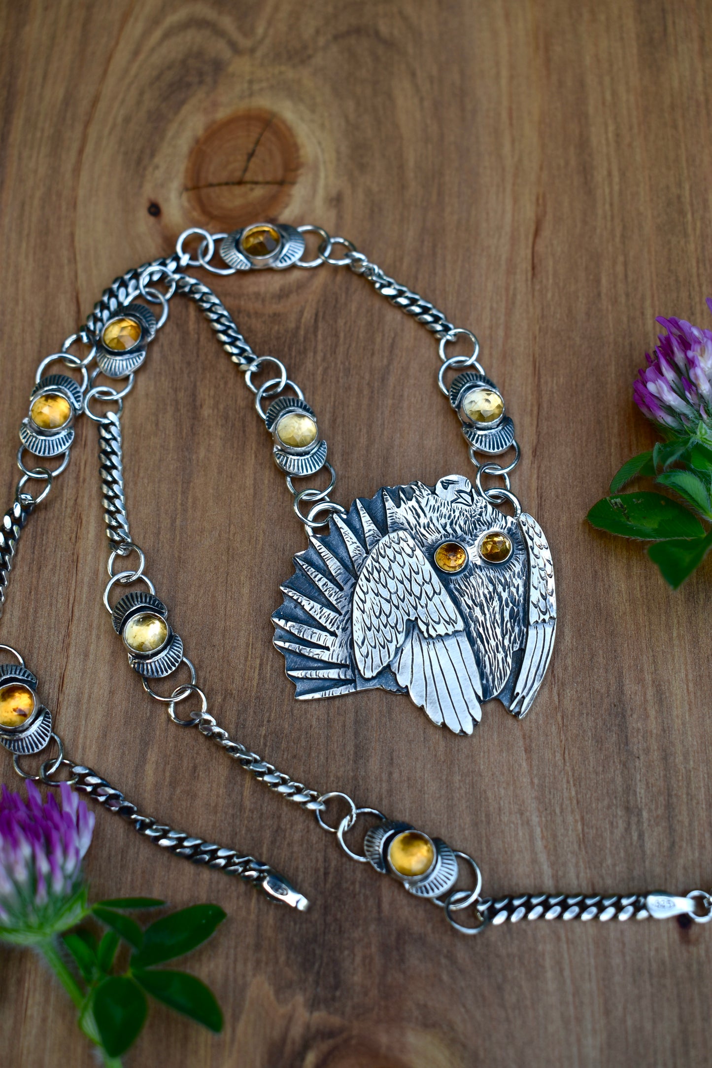 Citrine Lover's Sage Grouse Statement Necklace