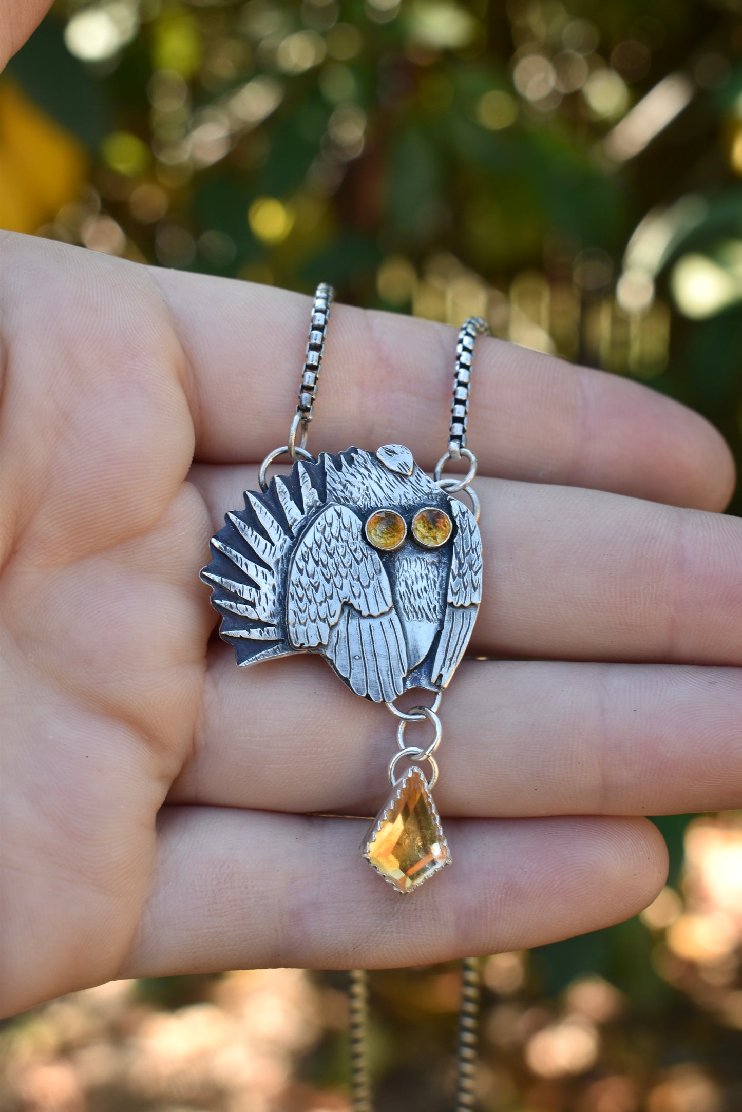 Sage Grouse Pendant with Citrine Charm