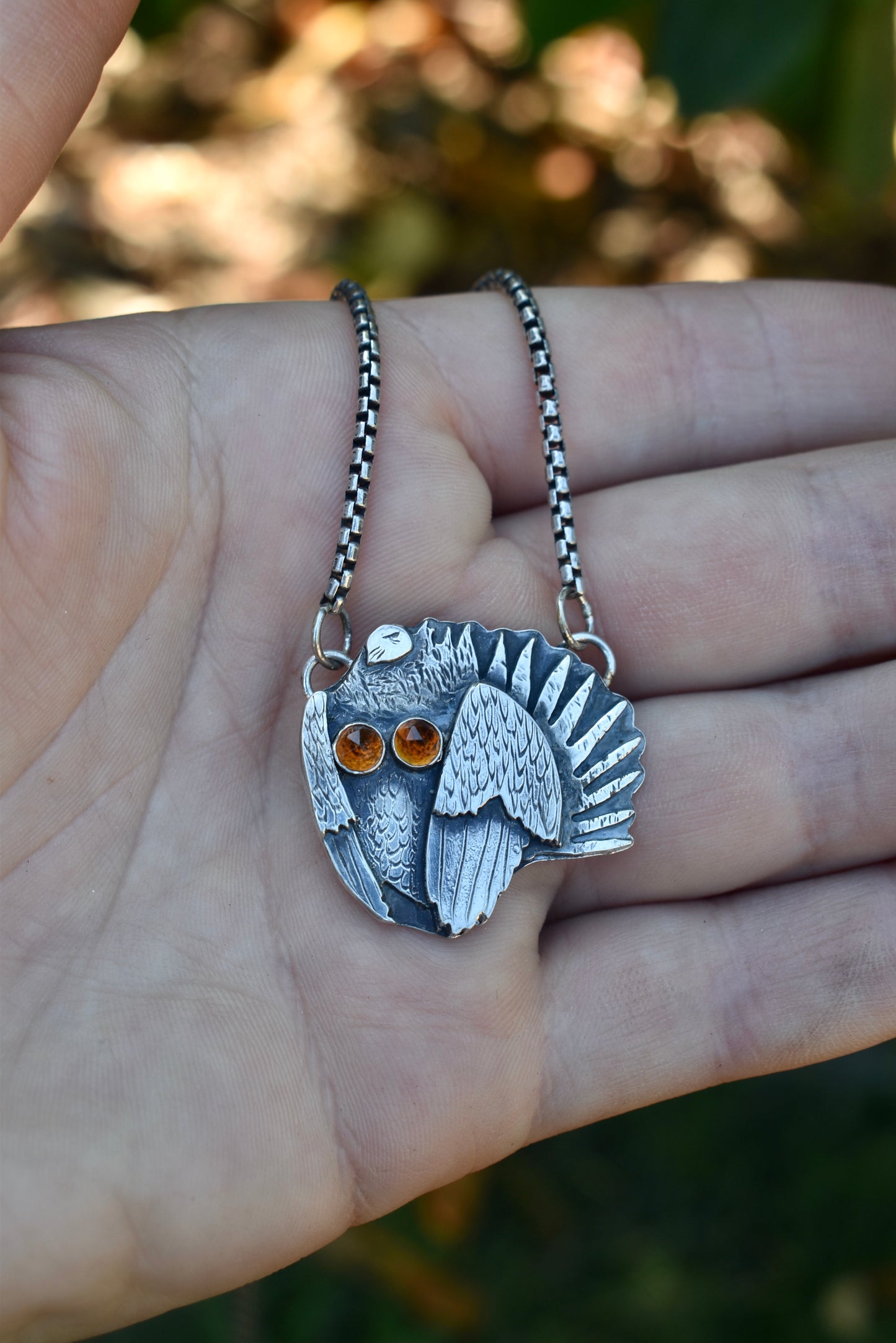 Sage Grouse Pendant with Madeira Citrine