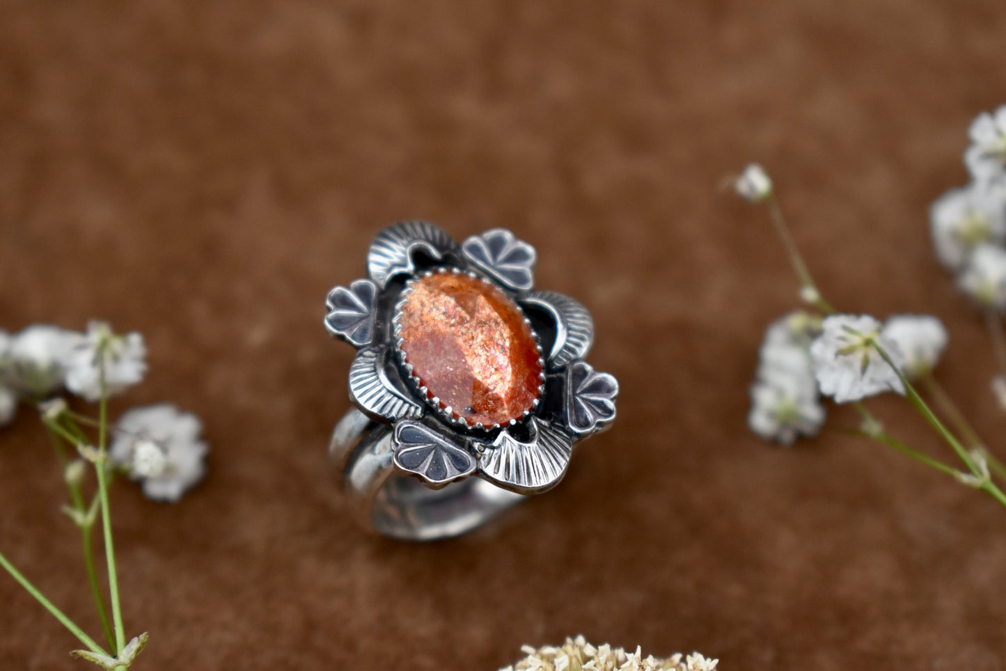 Madras Sunstone Ring Size 8