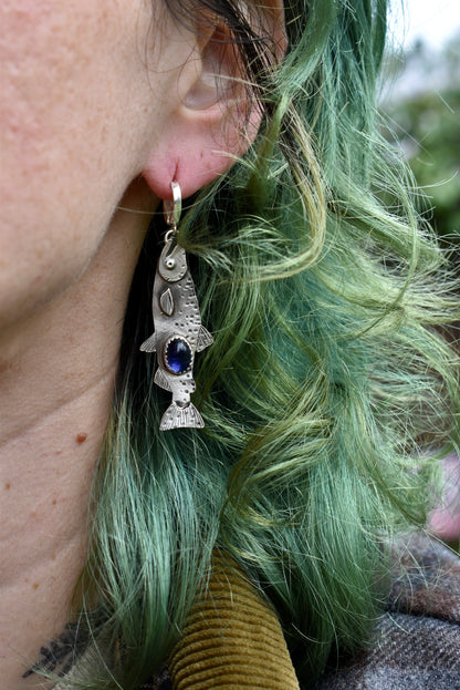 Salmon Earrings with Iolite