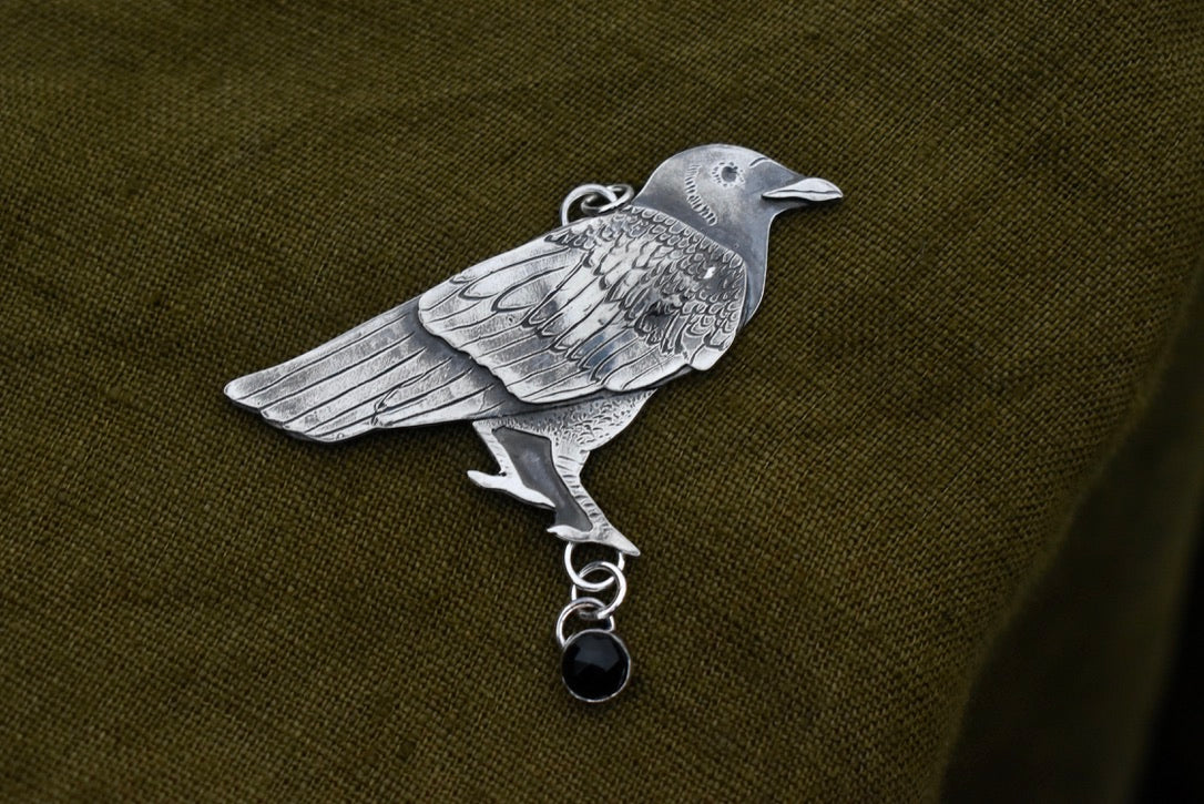 Made to Order: Crow Pendant with Black Onyx