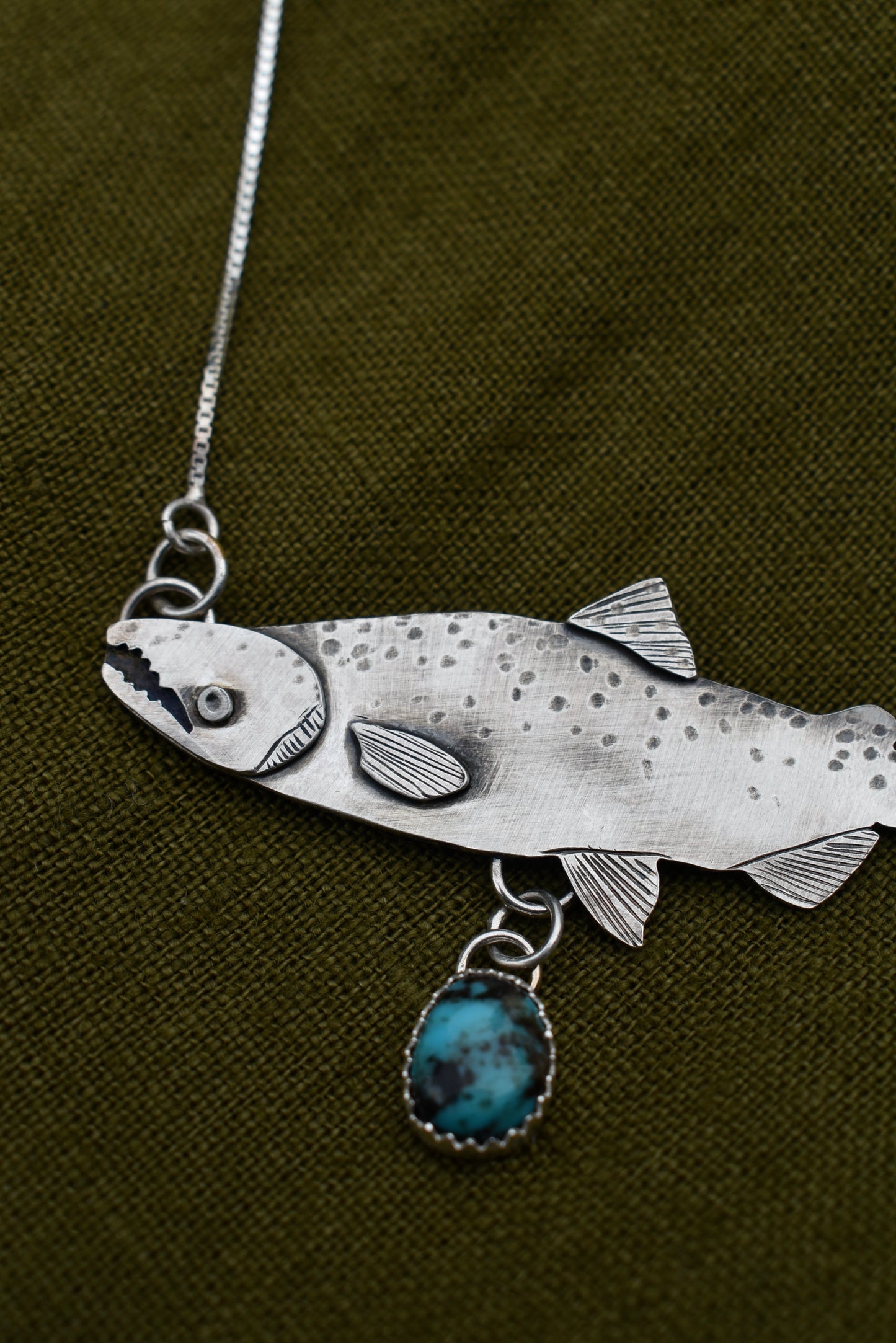 Salmon Pendant with Turquoise