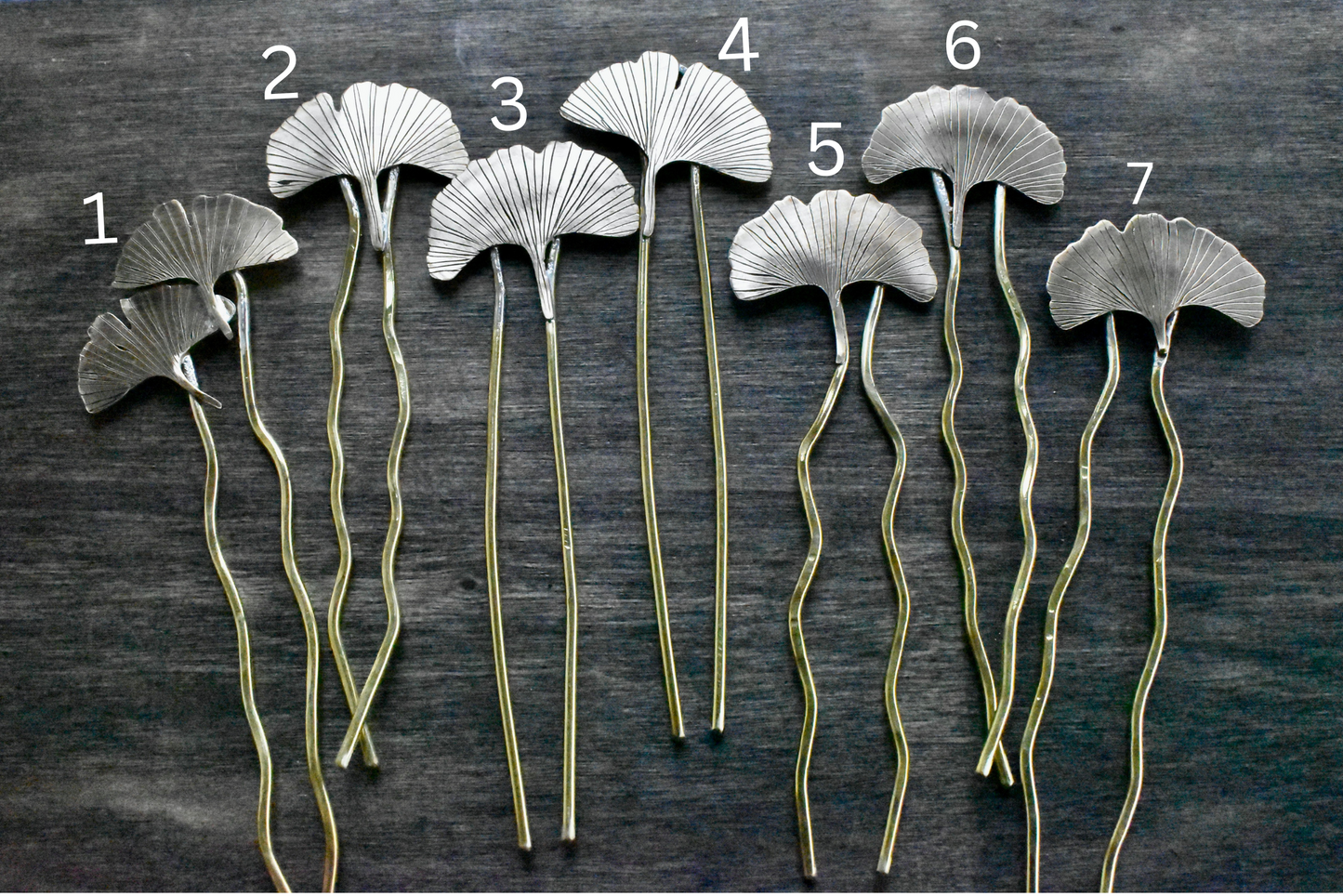 Brass Ginkgo Hair Forks