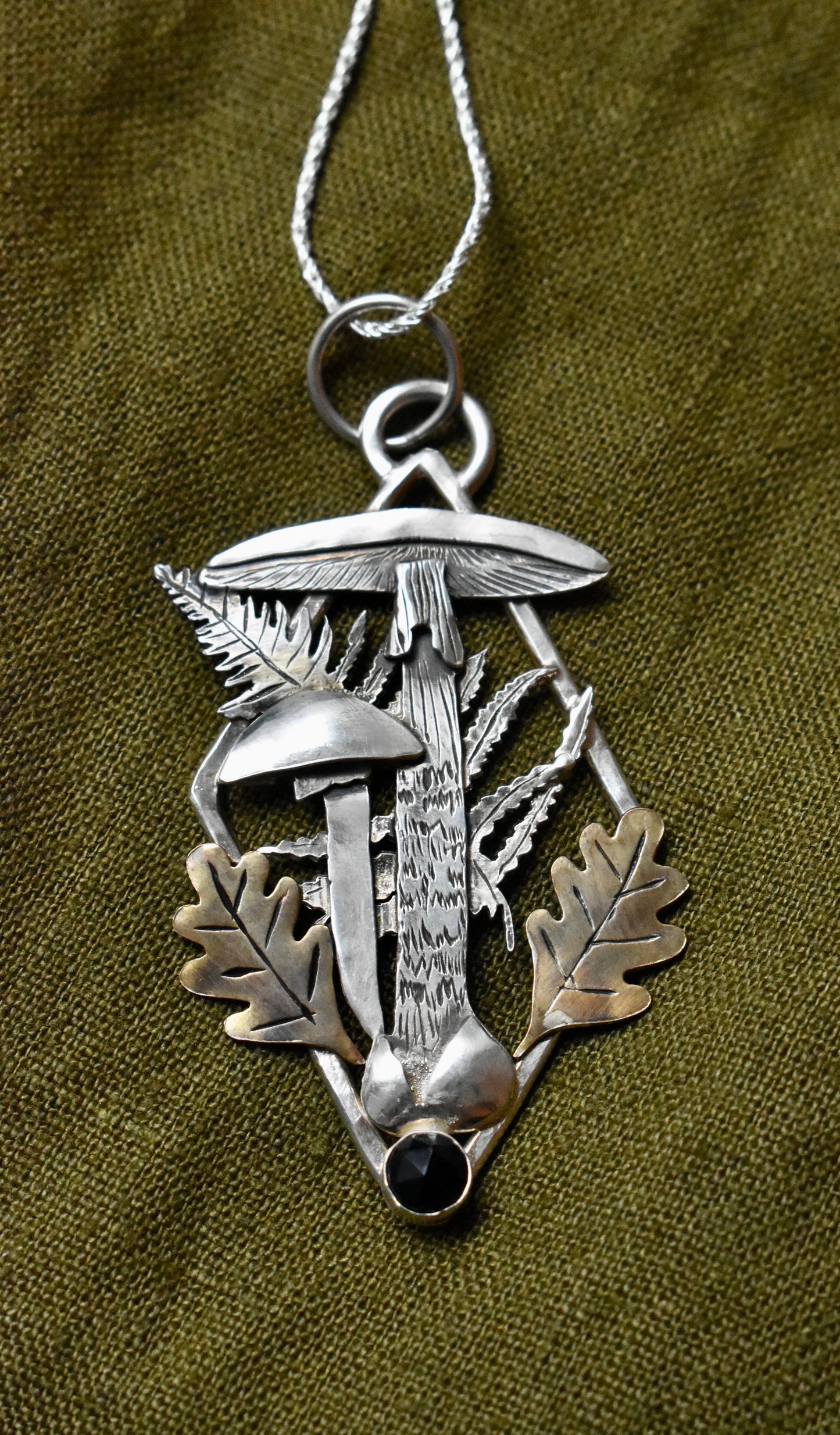 Destroying Angel Pendant with Black Onyx