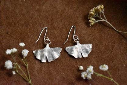 Silver Ginkgo Earrings