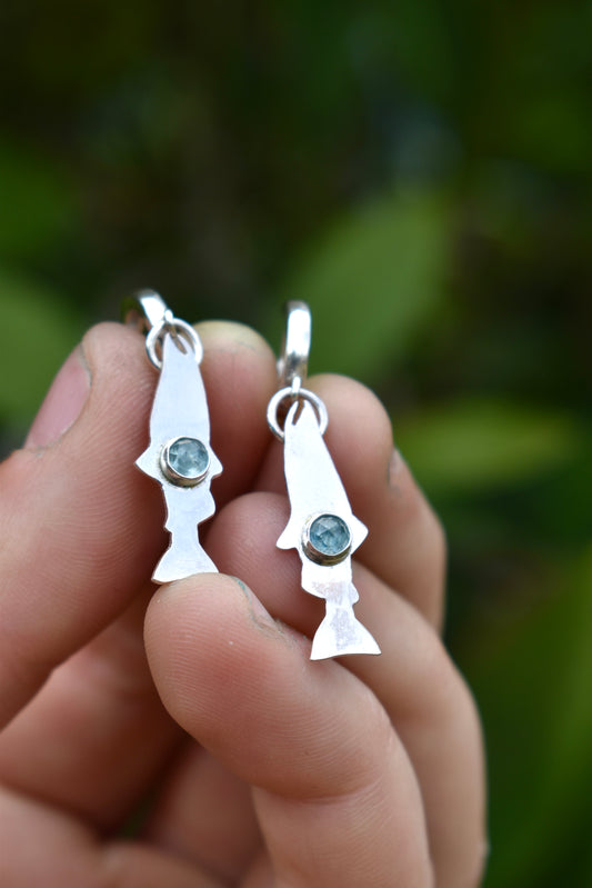 Salmon Silhouette Earrings with London Blue Topaz