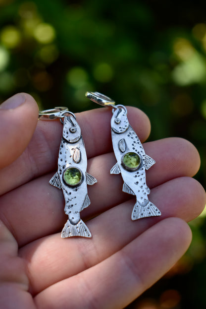 Made to Order Salmon Peridot Huggie Earrings