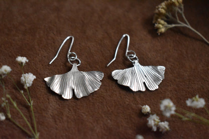 Silver Ginkgo Earrings