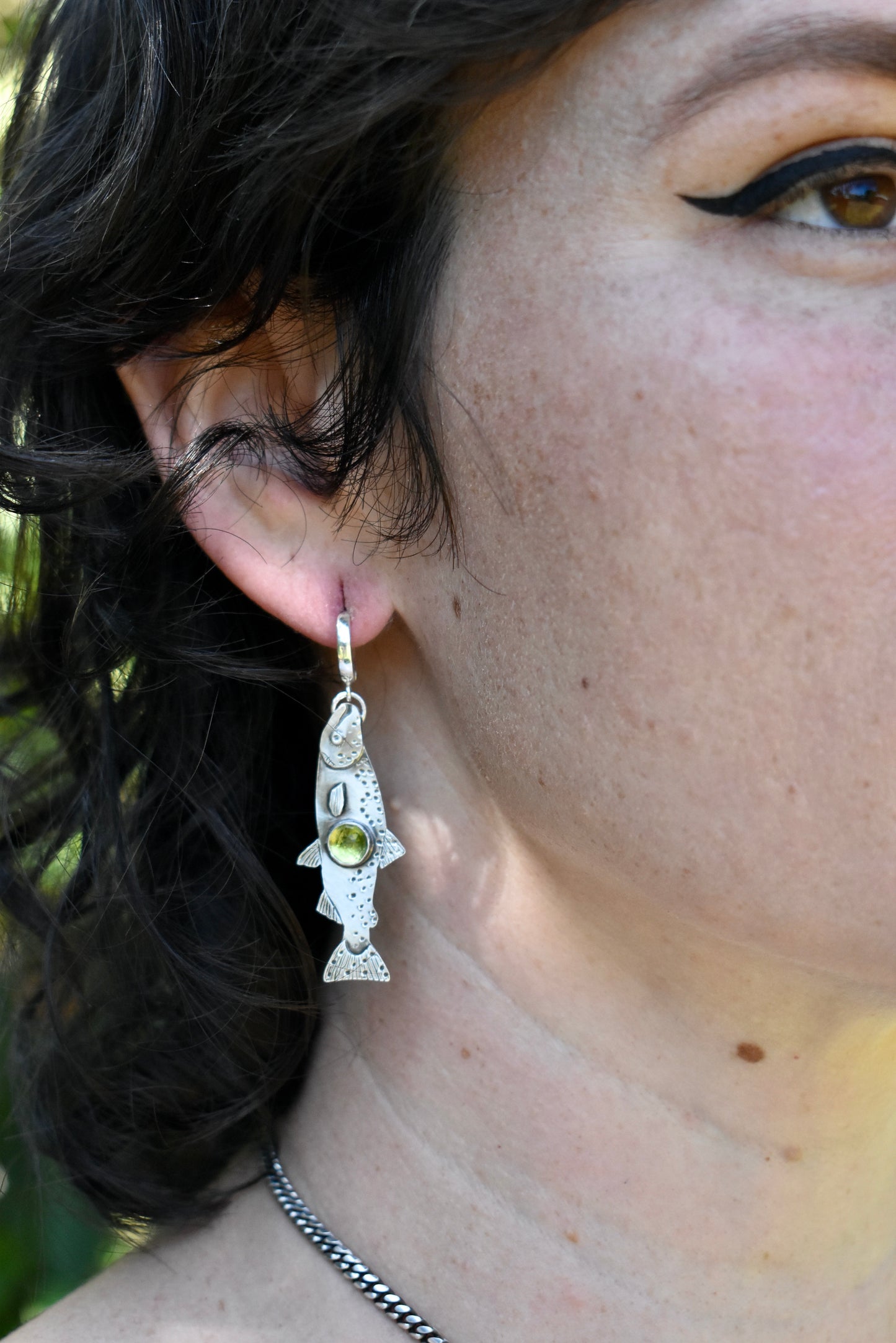 Made to Order Salmon Peridot Huggie Earrings