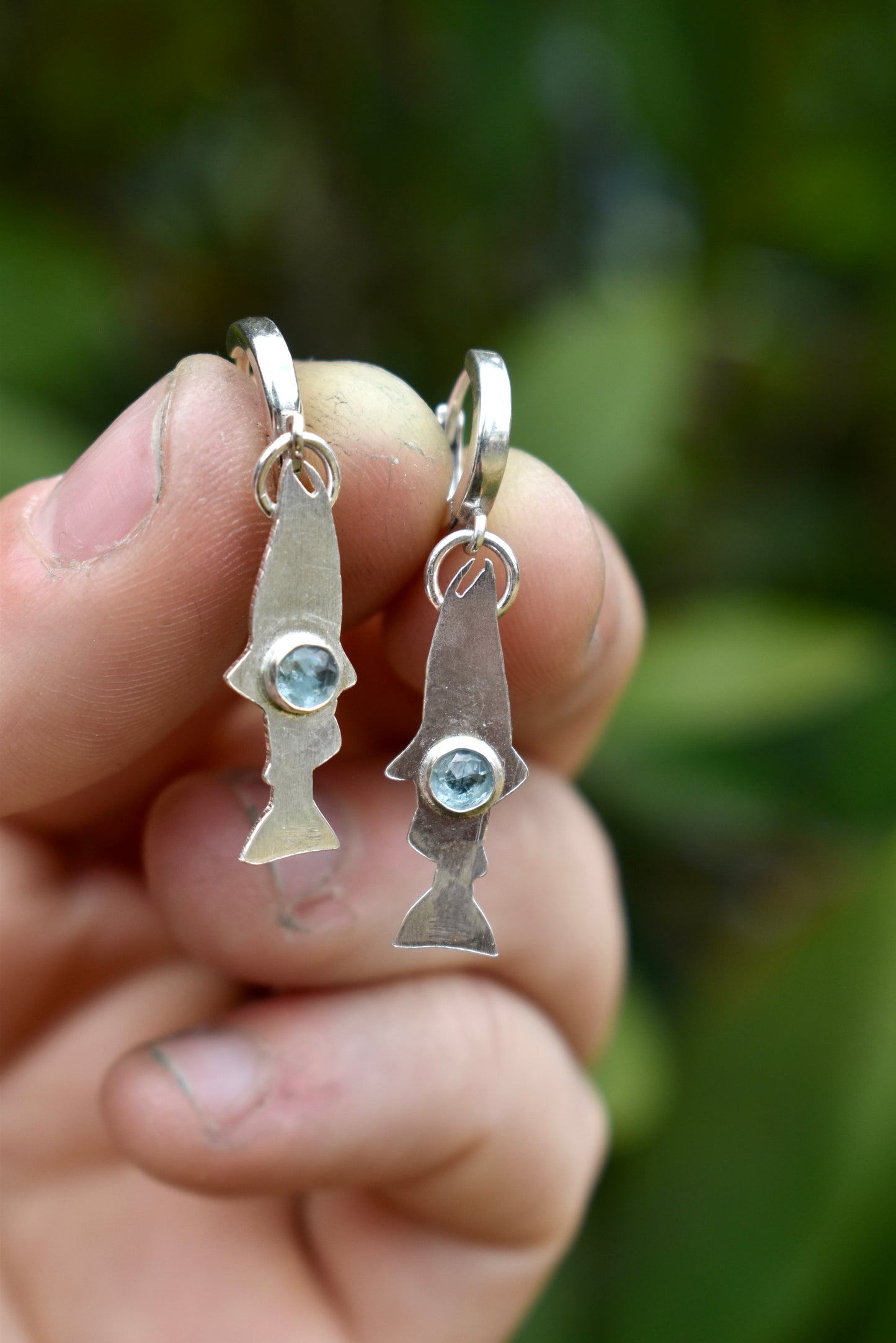 Salmon Silhouette Earrings with London Blue Topaz