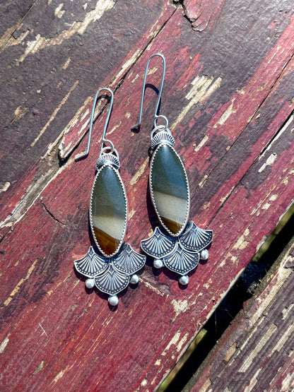 Polychrome Jasper Stamped Earrings