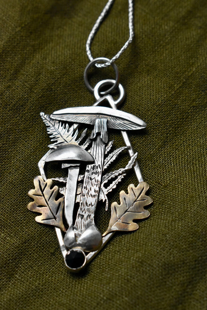 Destroying Angel Pendant with Black Onyx