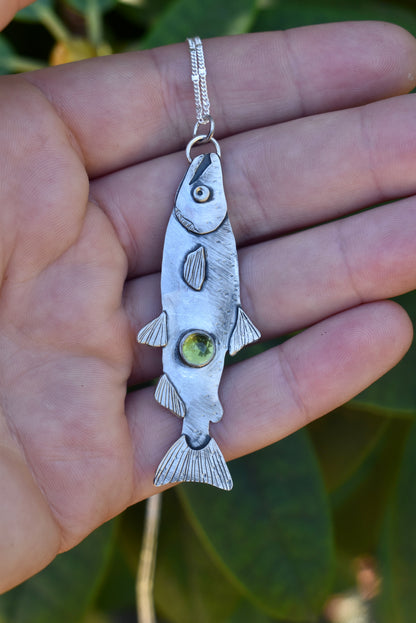 Salmon Pendant with Peridot