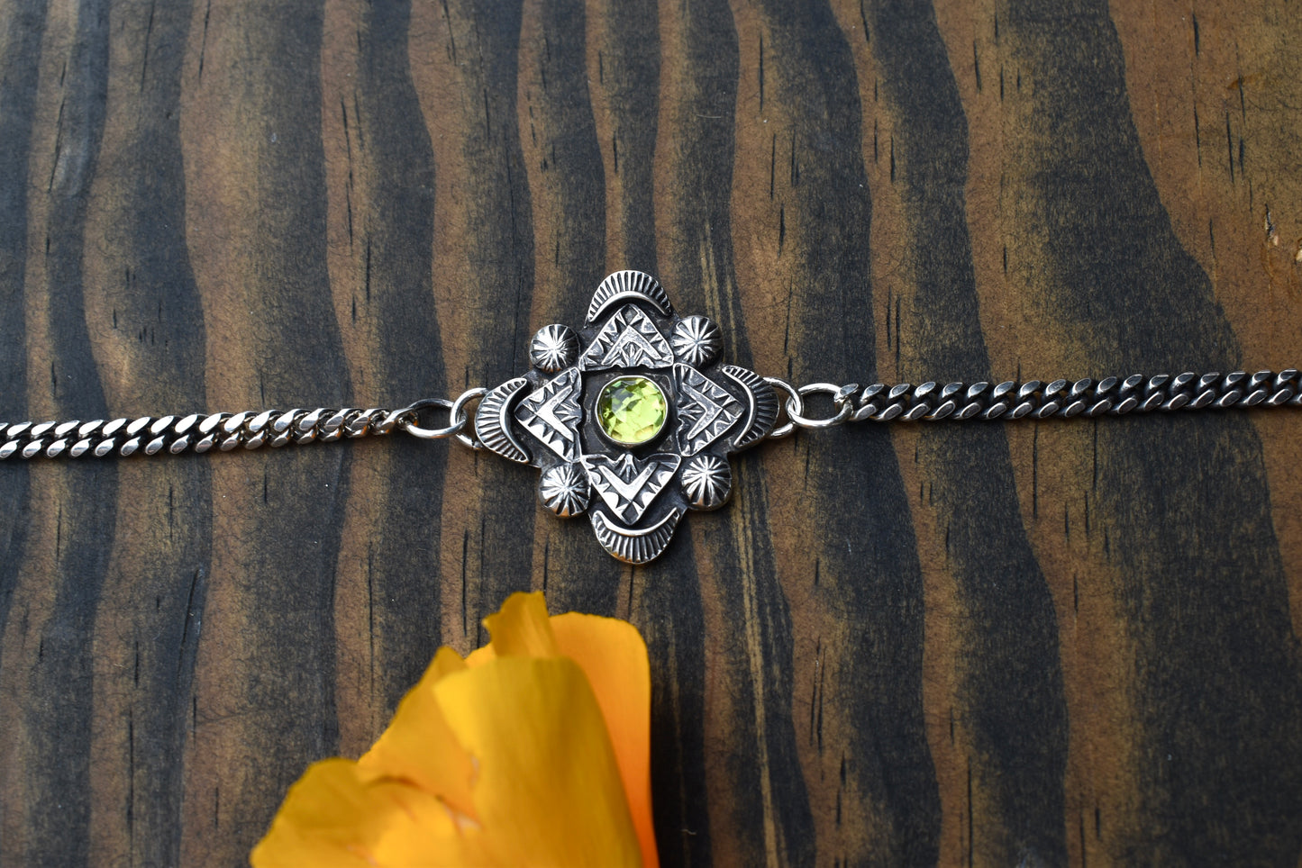 Peridot Stamped Choker