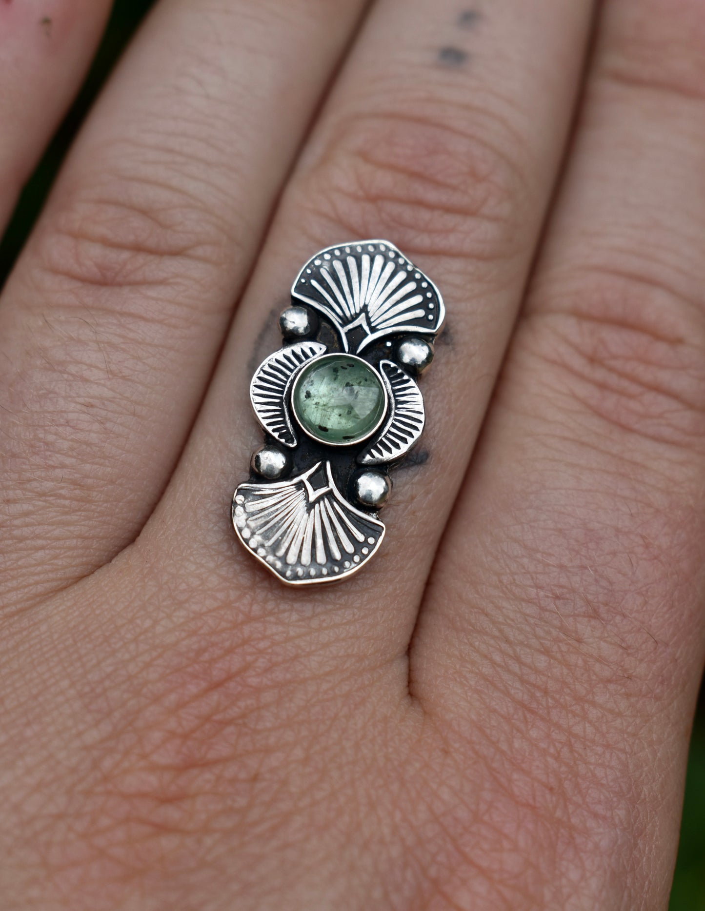 Green Kyanite Gemmy Bloom Ring Finished in Your Size