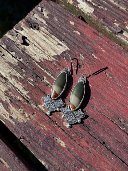 Polychrome Jasper Stamped Earrings