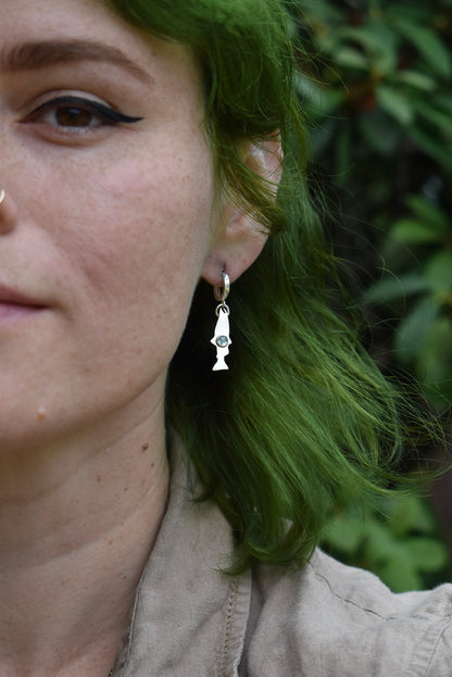 Salmon Silhouette Earrings with London Blue Topaz