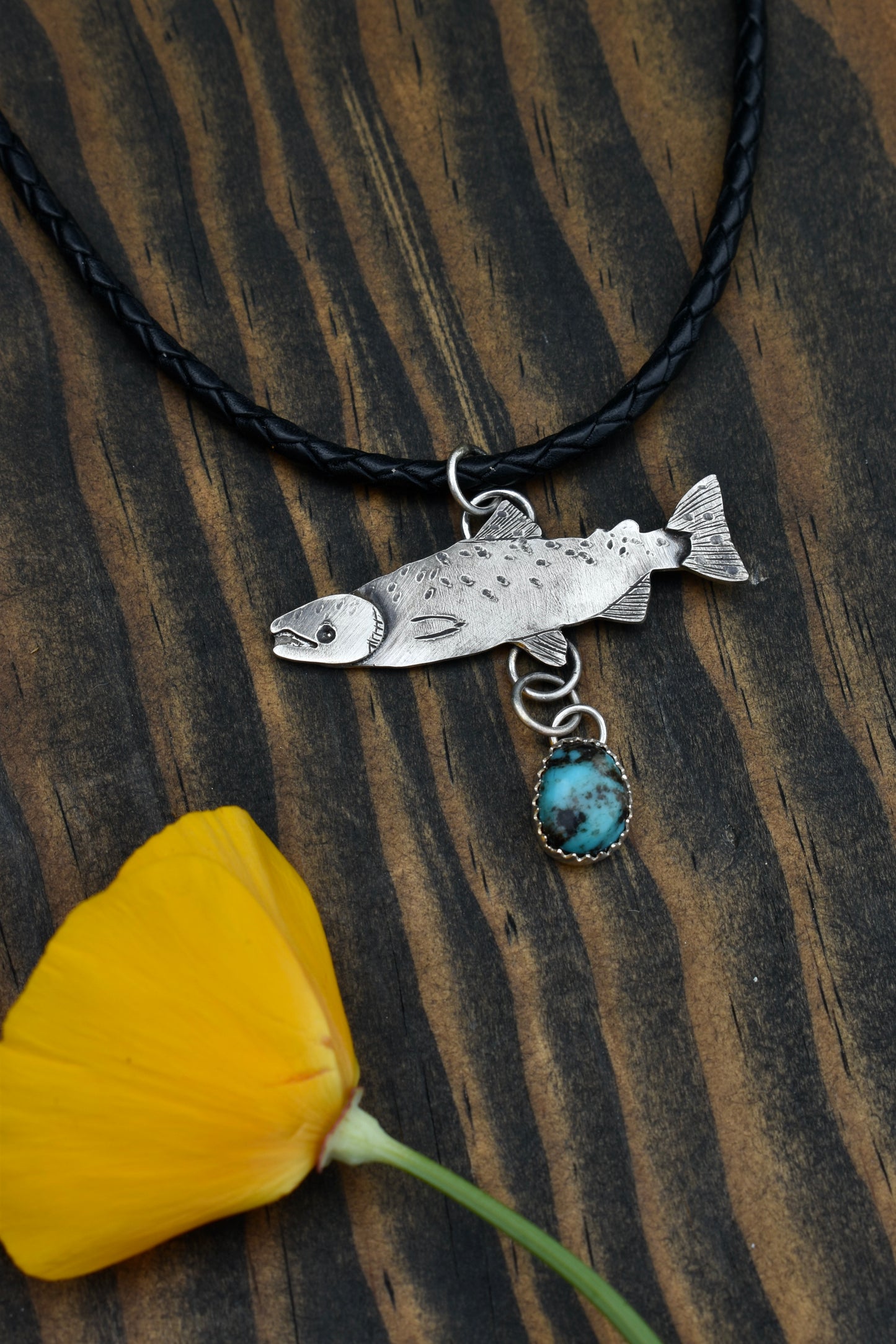 Salmon Pendant with Turquoise