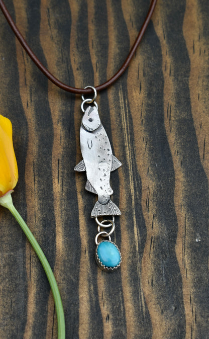 Salmon Pendant with Turquoise