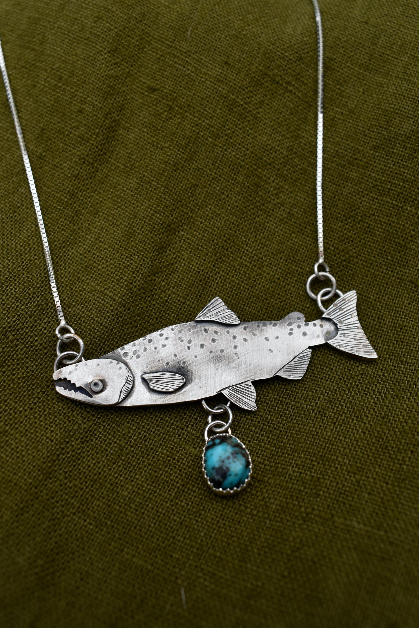 Salmon Pendant with Turquoise