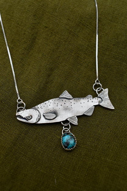 Salmon Pendant with Turquoise