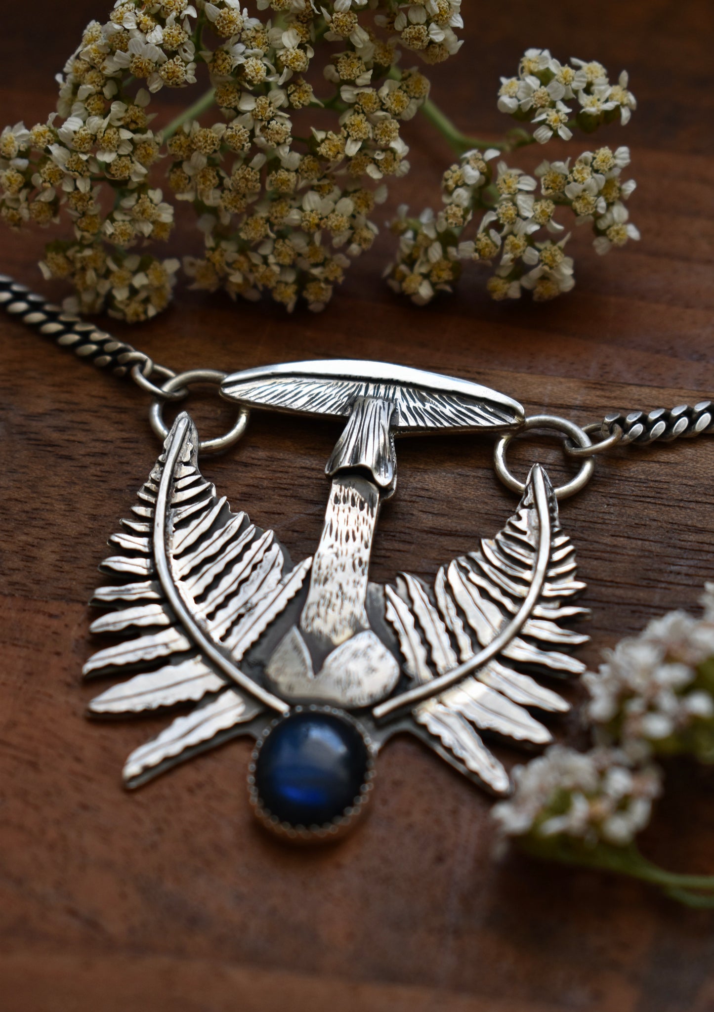 Destroying Angel Pendant with Labradorite