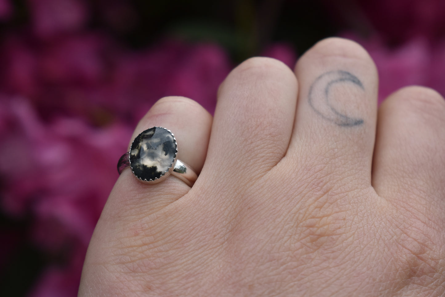 Simple Moss Agate Ring Size 5.5