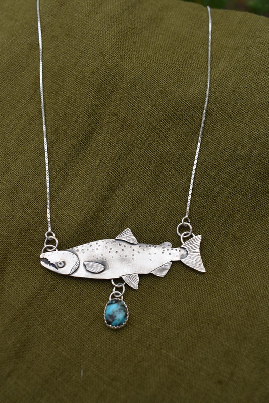 Salmon Pendant with Turquoise